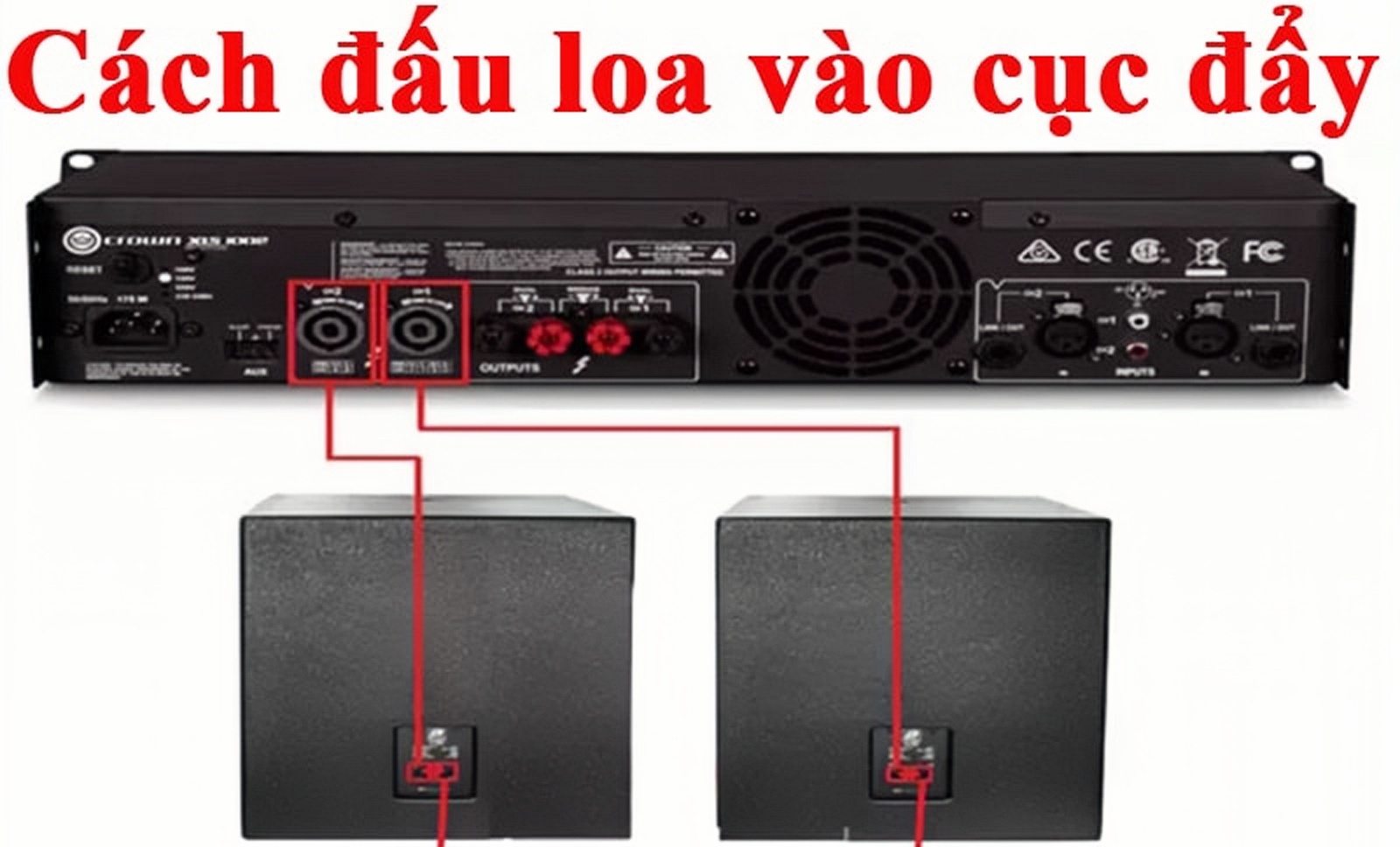 Loa sub kết nối với cục đẩy công suất